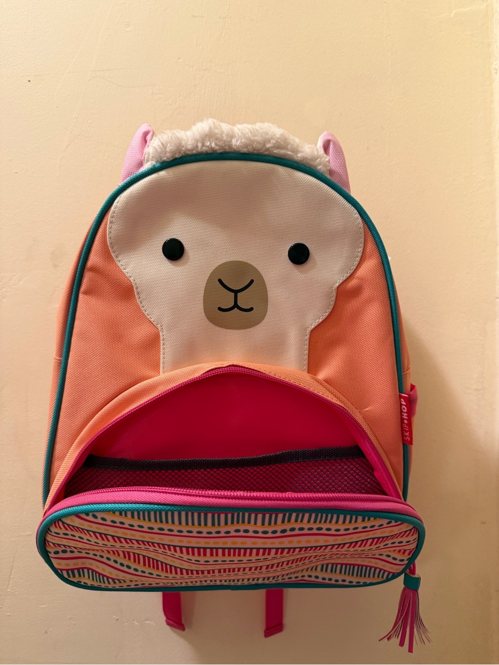 Skip Hop Plush Llama Kids Backpack - Peach, Pink, White & Teal